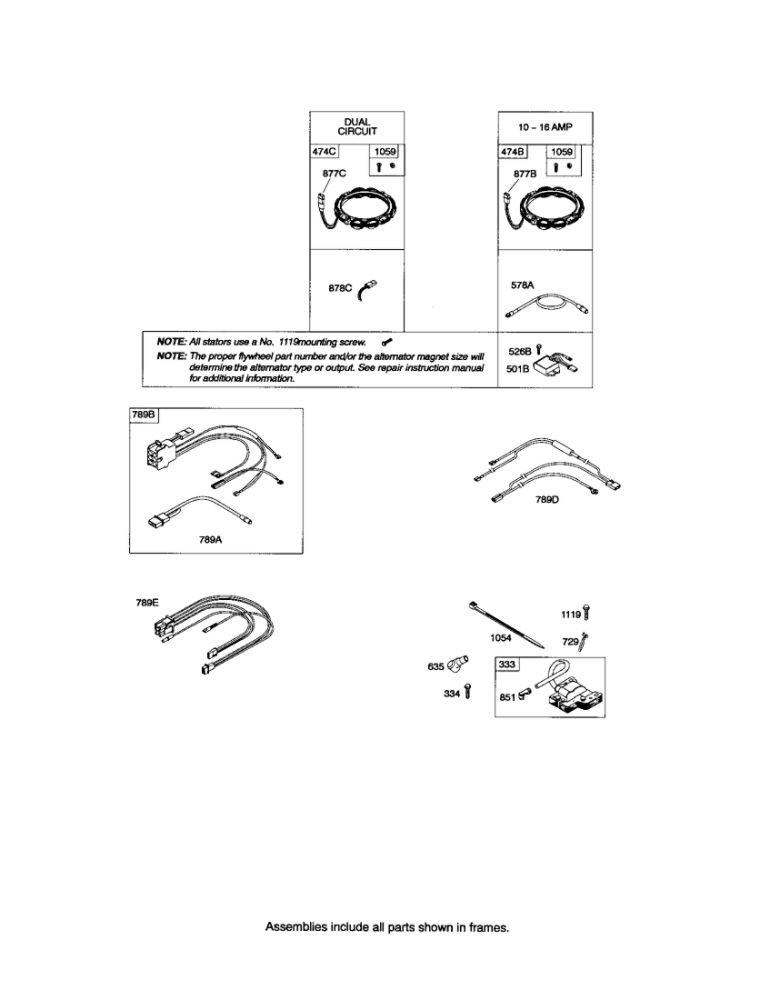 Wiring Harness/Armature-Magneto Diagram and Parts List for 44P700 0016-0884 Briggs and Stratton Engine